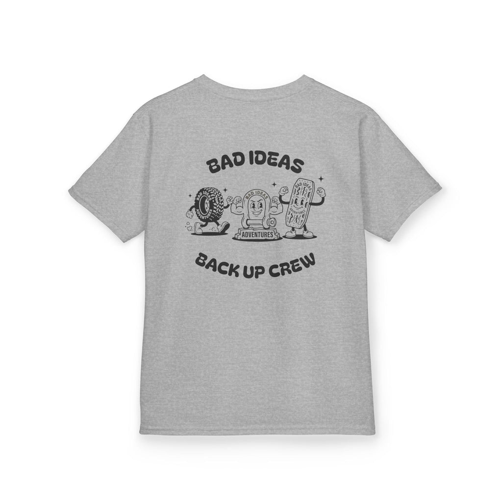Tommy the Tyre - BAD IDEAS BACK UP CREW - KIDS TEE